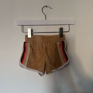 Tiny Whales Tan Retro Track Shorts with Elastic Waistband